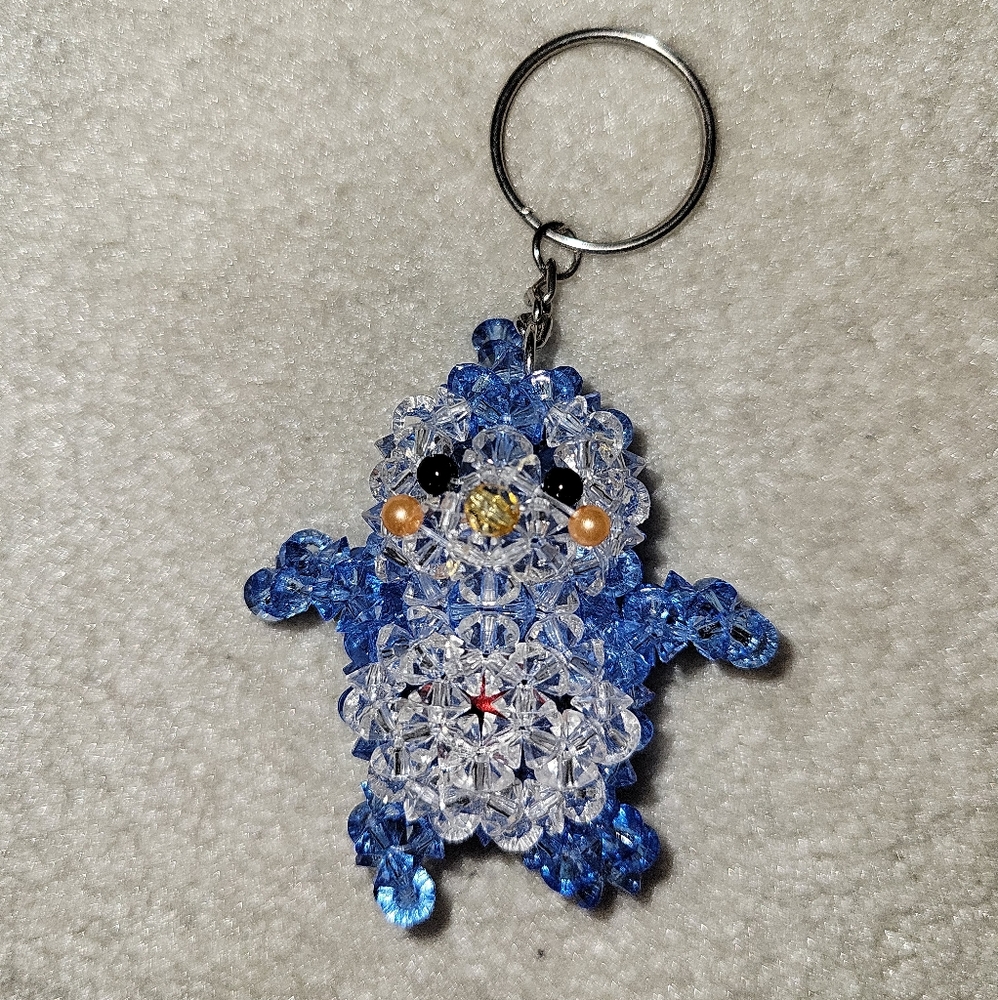 Handmade beaded penguin keychain